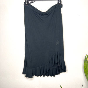 MCM Essentials Black Ruffle Hem Midi Skirt EU 38